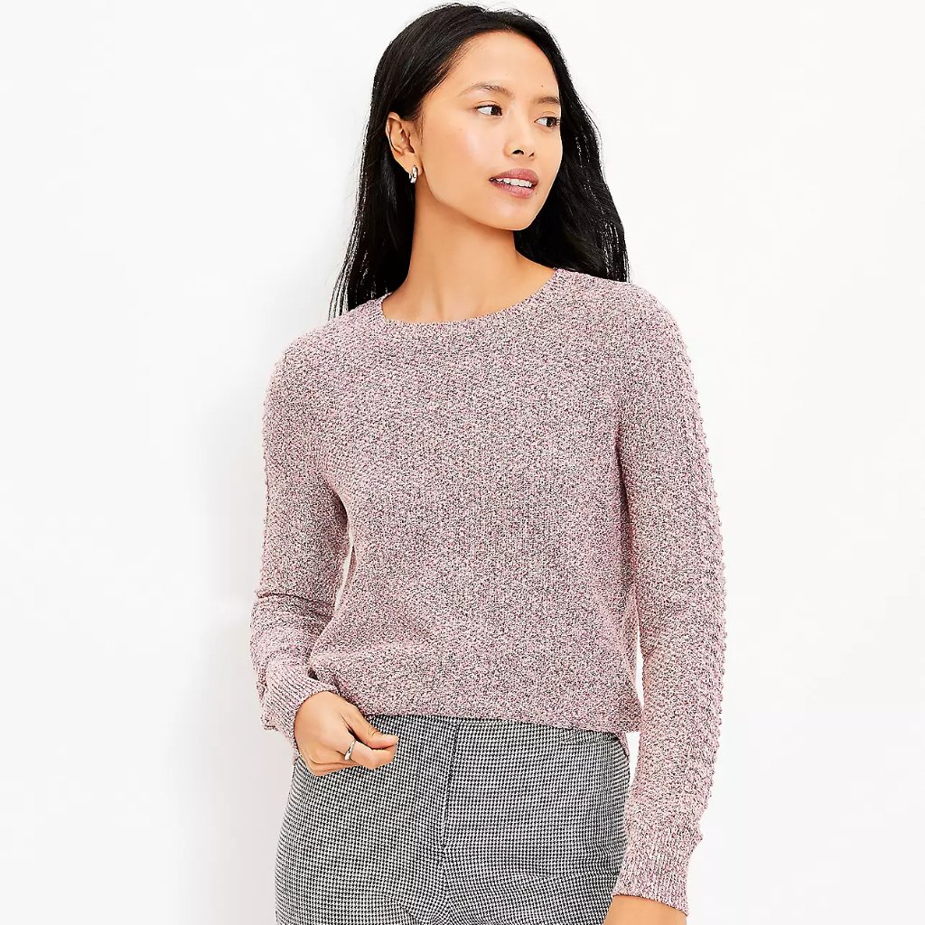 Loft Marled Bobble Sleeve Sweater